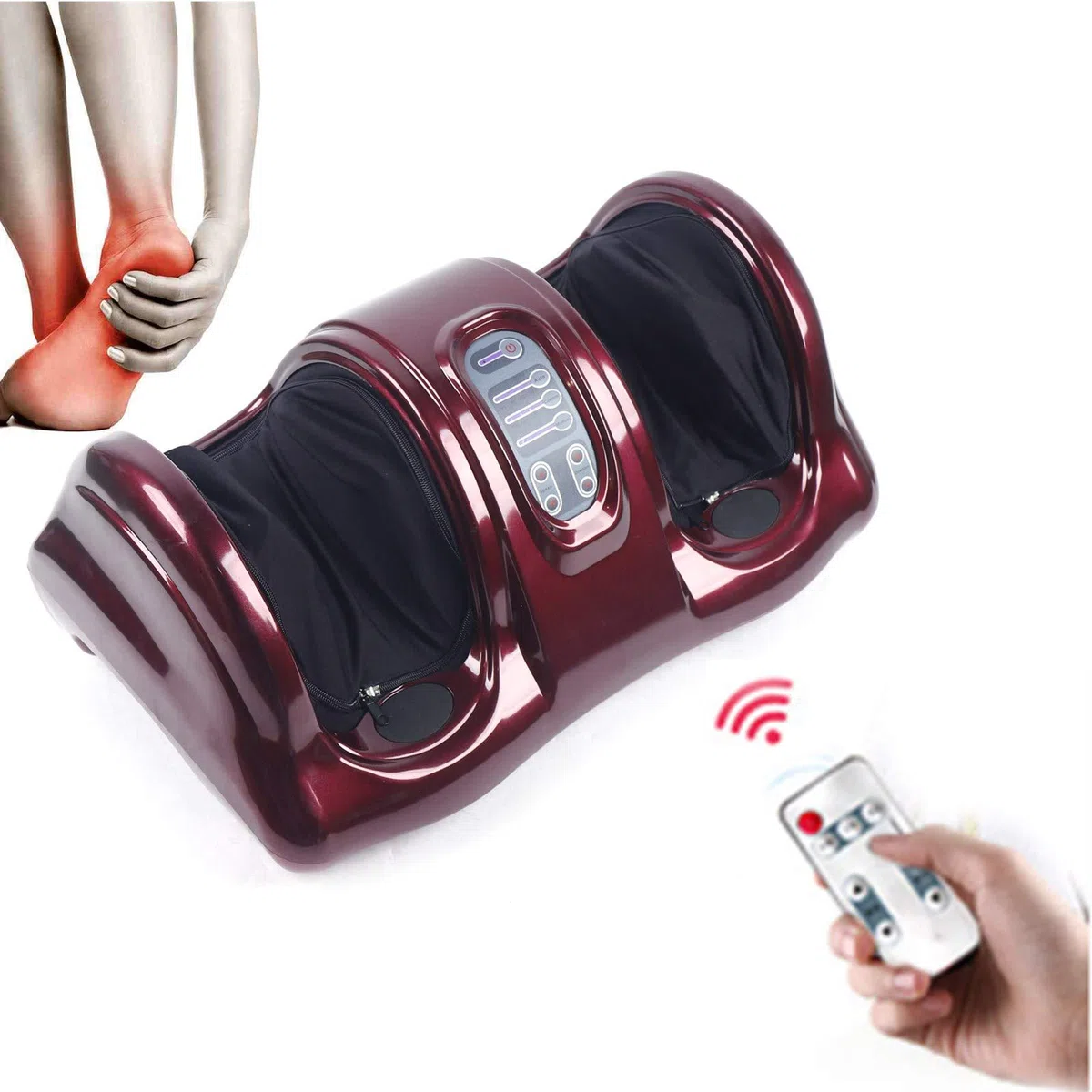 Massaggiatore elettrico per piedi con funzione di calore e telecomando, per massaggio shiatsu, circolazione sanguigna, macchina per la cura dei piedi a casa e in ufficio