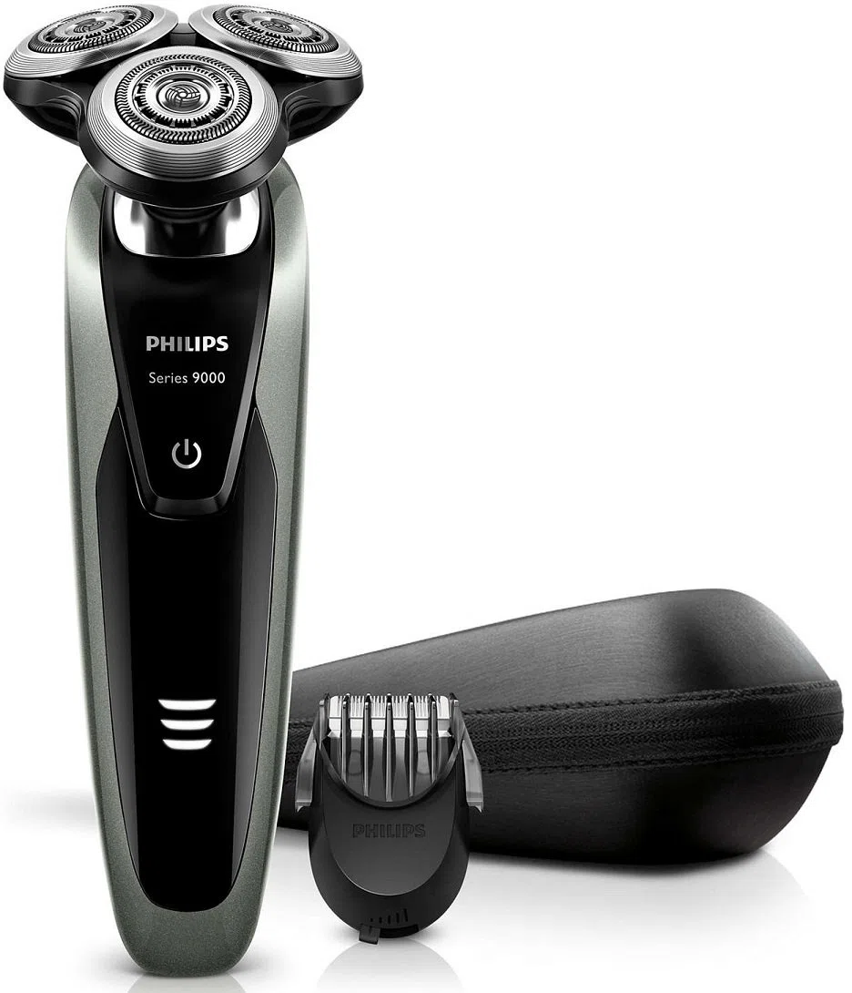 Philips Rasoi Elettrici Serie 9000 S9161/42 Rasoio Elettrico Wet & Dry con Lame di Precisione V-Track e Tecnologia Contour Detect, Include Regolabarba 5 Lunghezze
