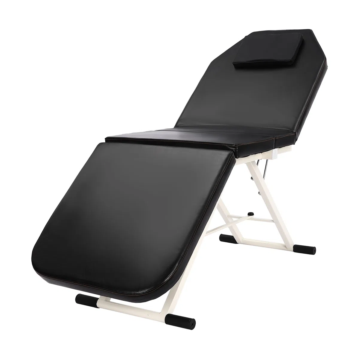 Lettino pieghevole nero con cuscino, mobile beauty lettino pieghevole in 3 posizioni, panca per massaggi con imbottitura in poliuretano e portata di 250 kg, lettino portatile per saloni